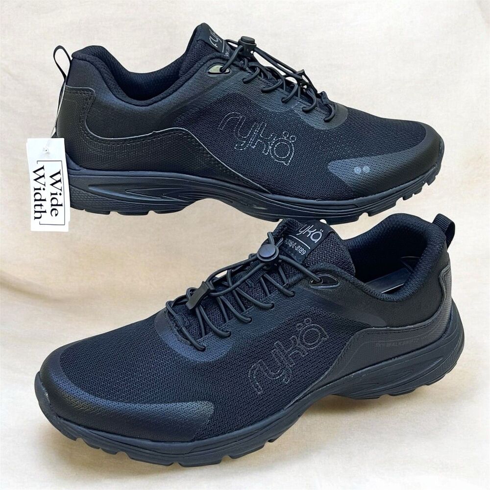 Ryka Sky Walk Swift Walking Sneakers Womens 9 W (Wide) Black Bungee Memory Foam